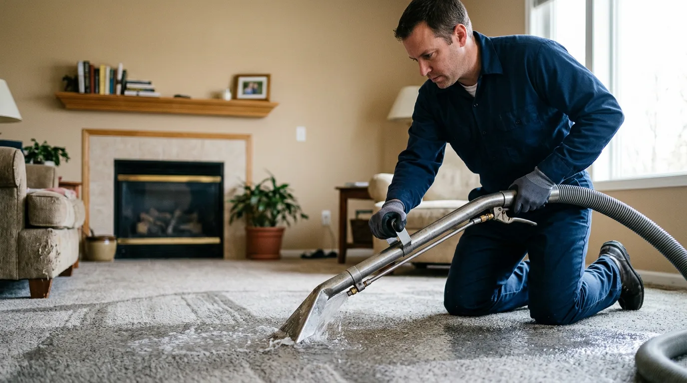 Water damage restoration technician working near East Granby, CT